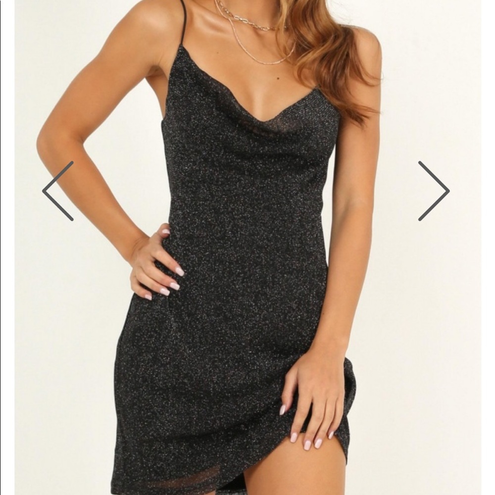 Sparkling black dress with skinny straps